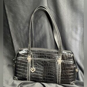 Beautiful Brighton shoulder bag black crocodile pattern with silver hardware